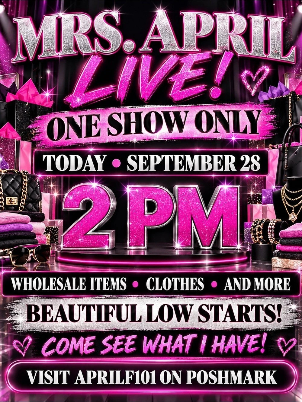 2PM LIVE SHOW! PICK A BAG AND WIN ALL!